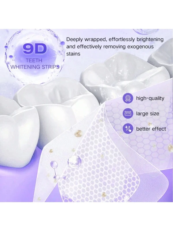 9D 7 Paires De Bandes De Blanchiment Des Dents, Blanchisseur De Dents Efficace, Aide À Éliminer – Image 3