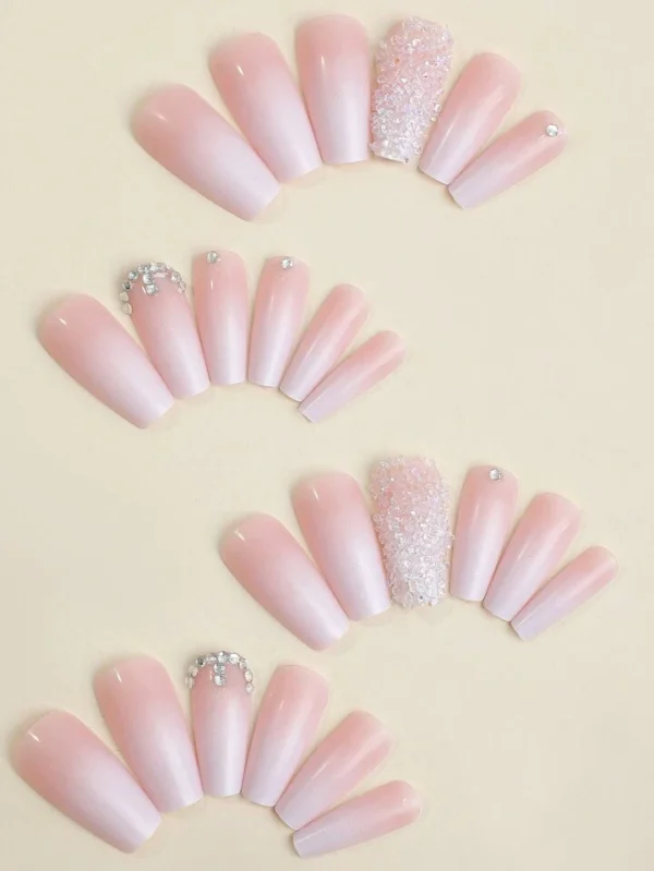 Ensemble De 24 Pièces De Conseils D'ongles Étincelants En Forme De Pointe De Ballet Longue – Image 2