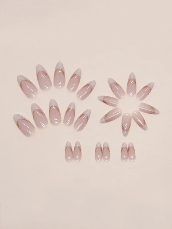 24 Pièces D'ongles Artificiels En Forme D'amande Avec Un Design Minimaliste, Avec 1 Pièce Lime – Image 3