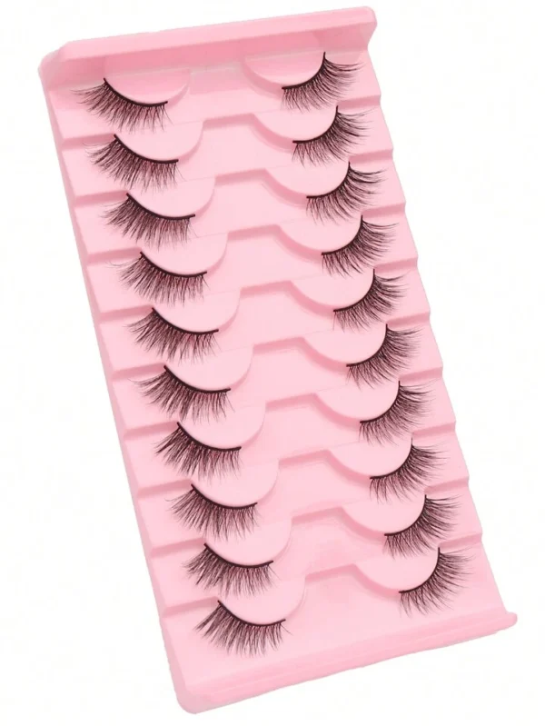 (FF)10 Paires De Faux Cils Naturels Croisés Et Étendus Style Œil De Chat, Conviennent Pour Le Maquillage Quotidien Et De Rendez-Vous – Image 6