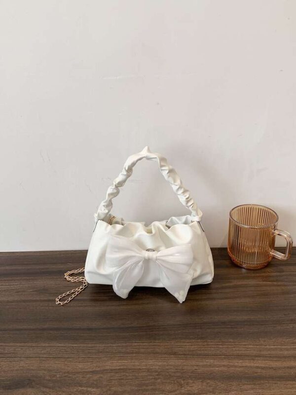 Chain Ruched bag white